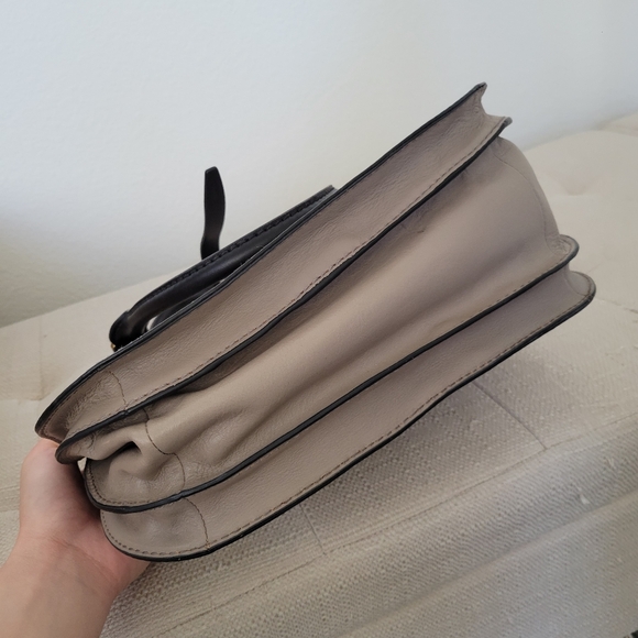 FOSSIL RYDER TOP HANDLE SATCHEL HANDBAG LEATHER TAUPE BLACK - Picture 8 of 9